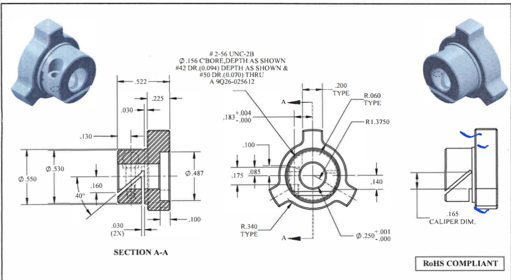 SECTION A - A . Create the drawing on Solidworks