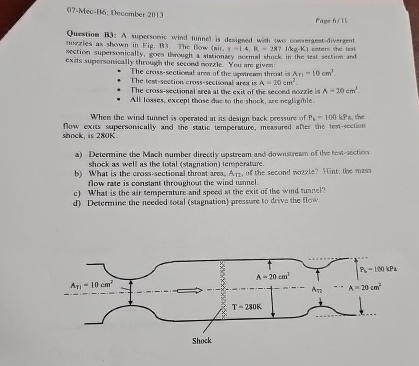 Question A supersonic wind finnel is designed