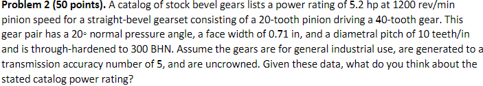 A catalog of stock bevel gears lists a power