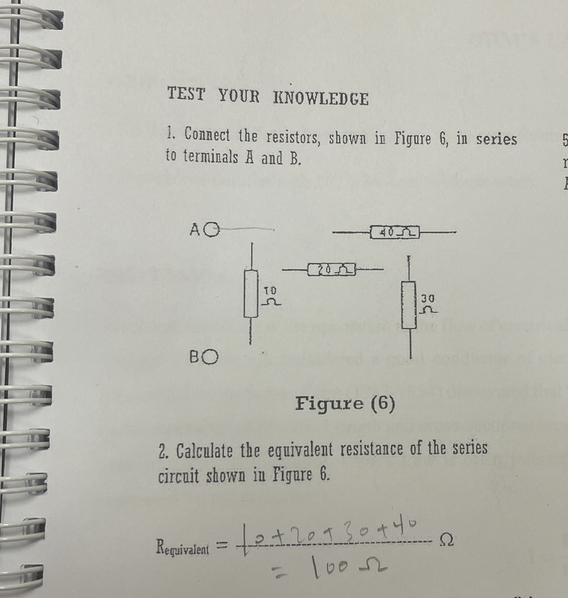 TEST YOUR INNOWLEDGE Connect the resistors, showa