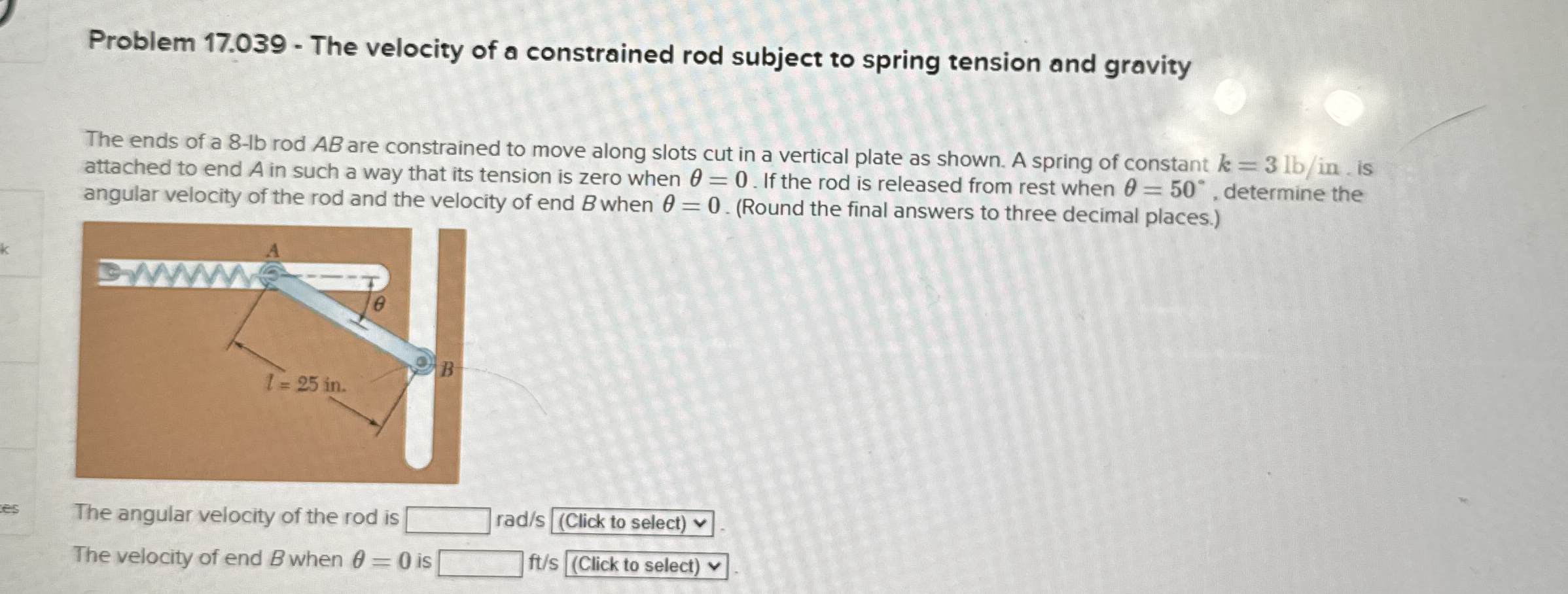 Problem 1 7 . 0 3 9 - The velocity of a