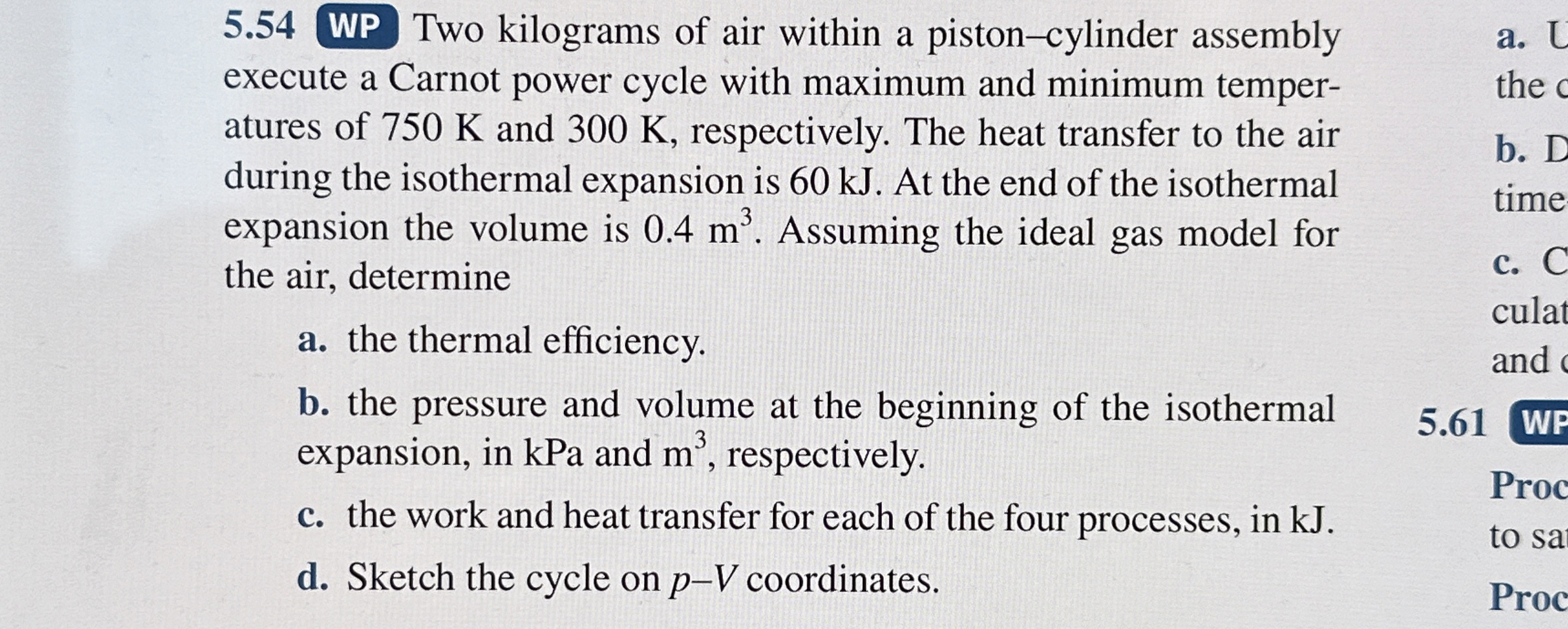 5 . 5 4 WP Two kilograms of air within a piston -