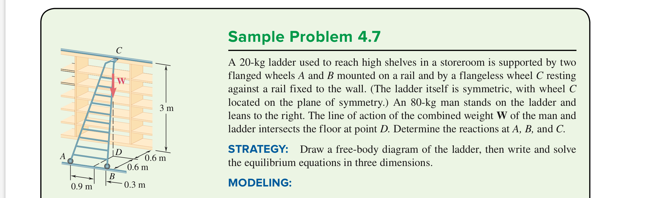 Sample Problem 4 . 7 A 2 0 - k g ladder used to