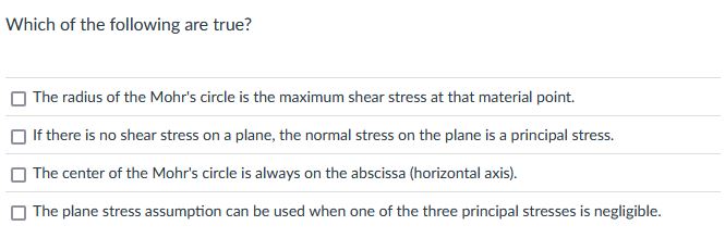 Which of the following are true? The radius of