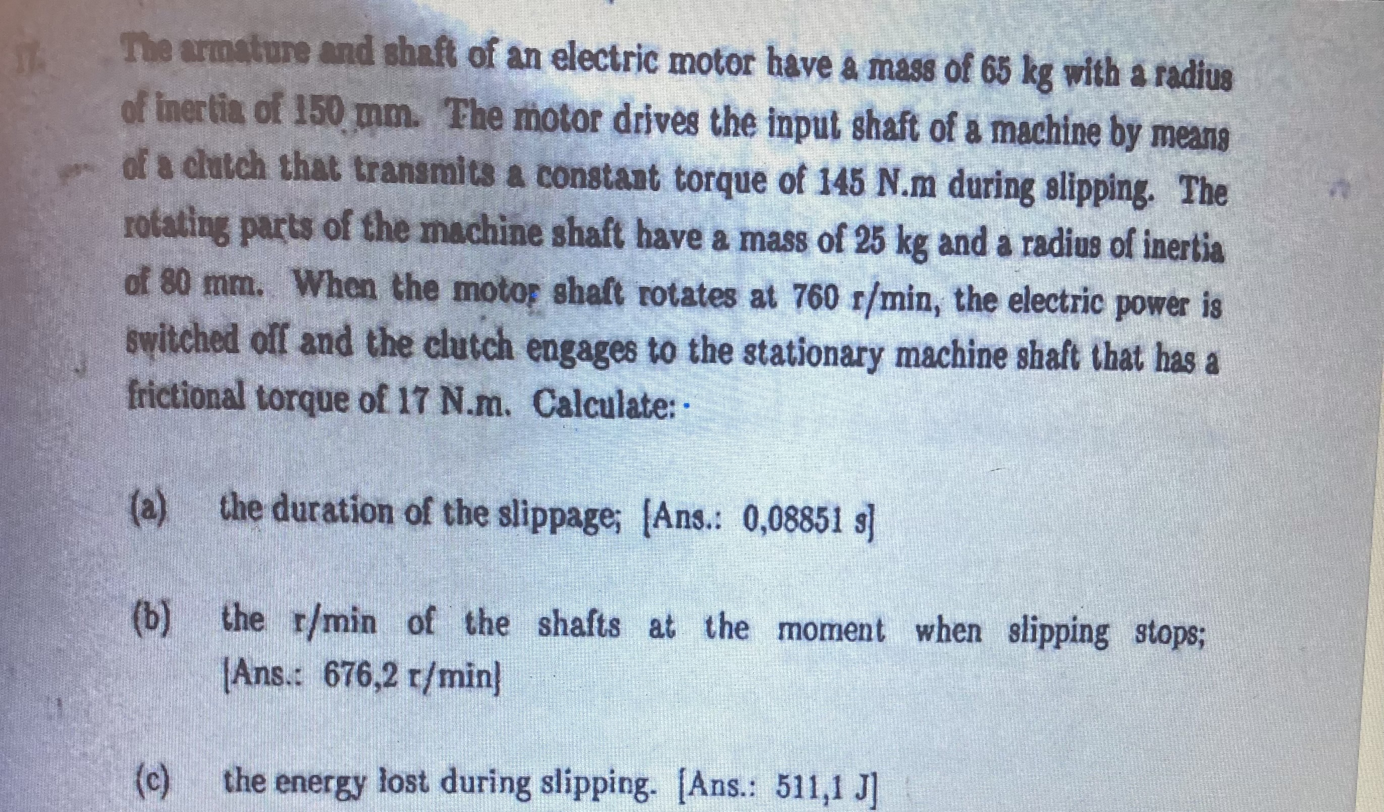 The armature and shaft of an electric motor have