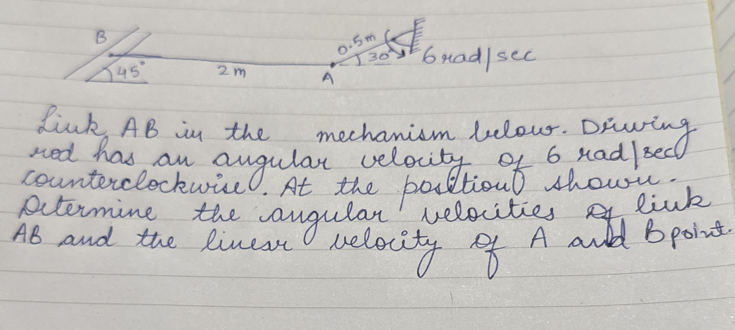 Lirk A B in the mechanism blow. Driwing rod has