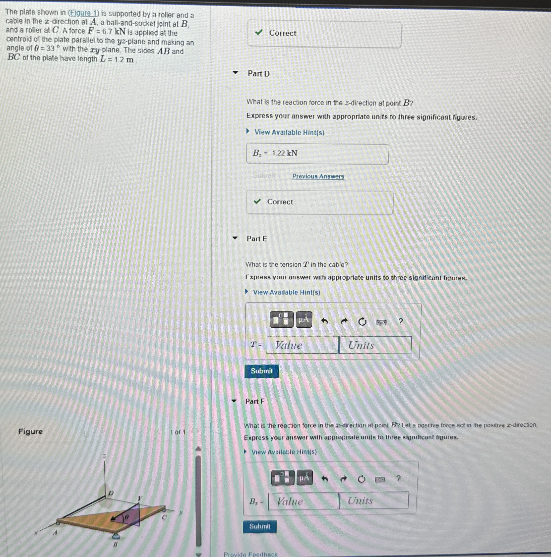 The plate shown in ( Figure 1 ) is supported by a