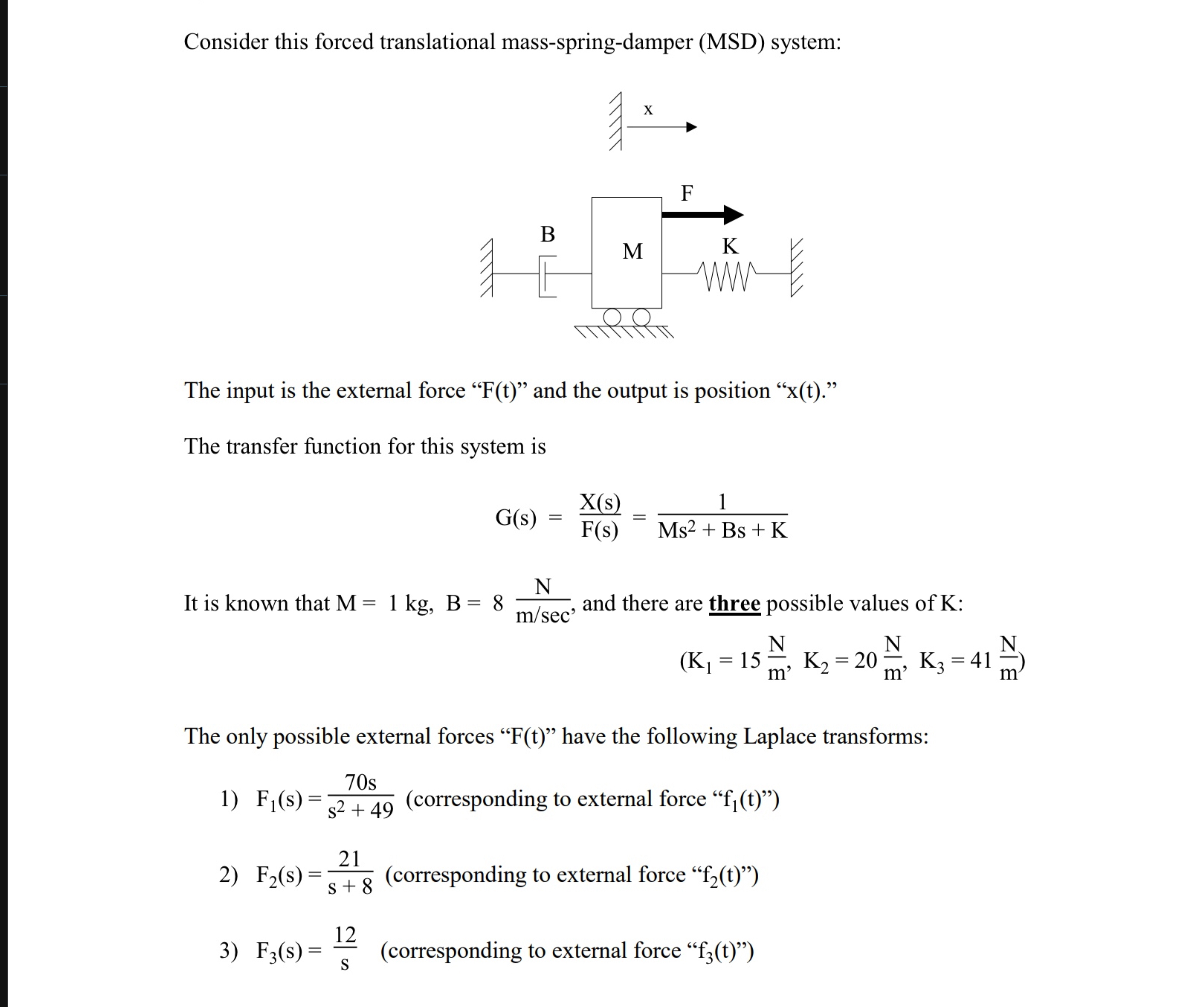 Consider this forced translational mass - spring