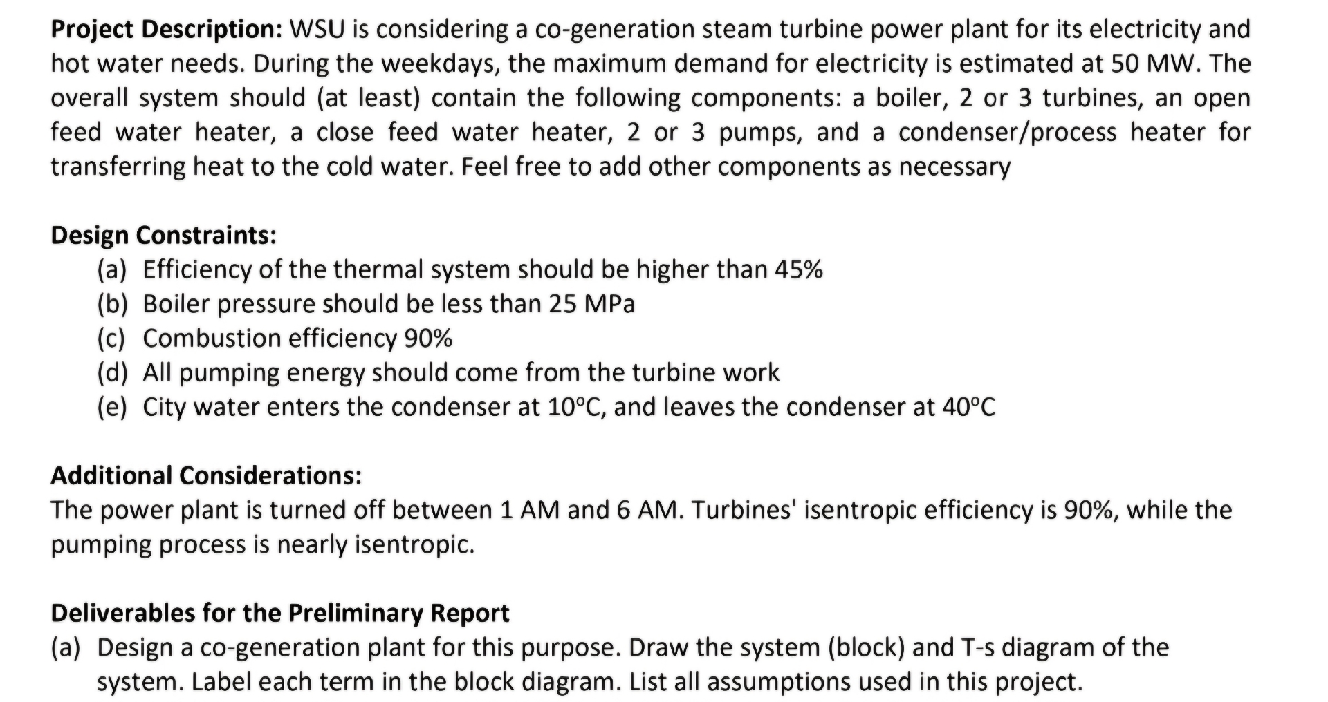 Project Description: WSU is considering a co -