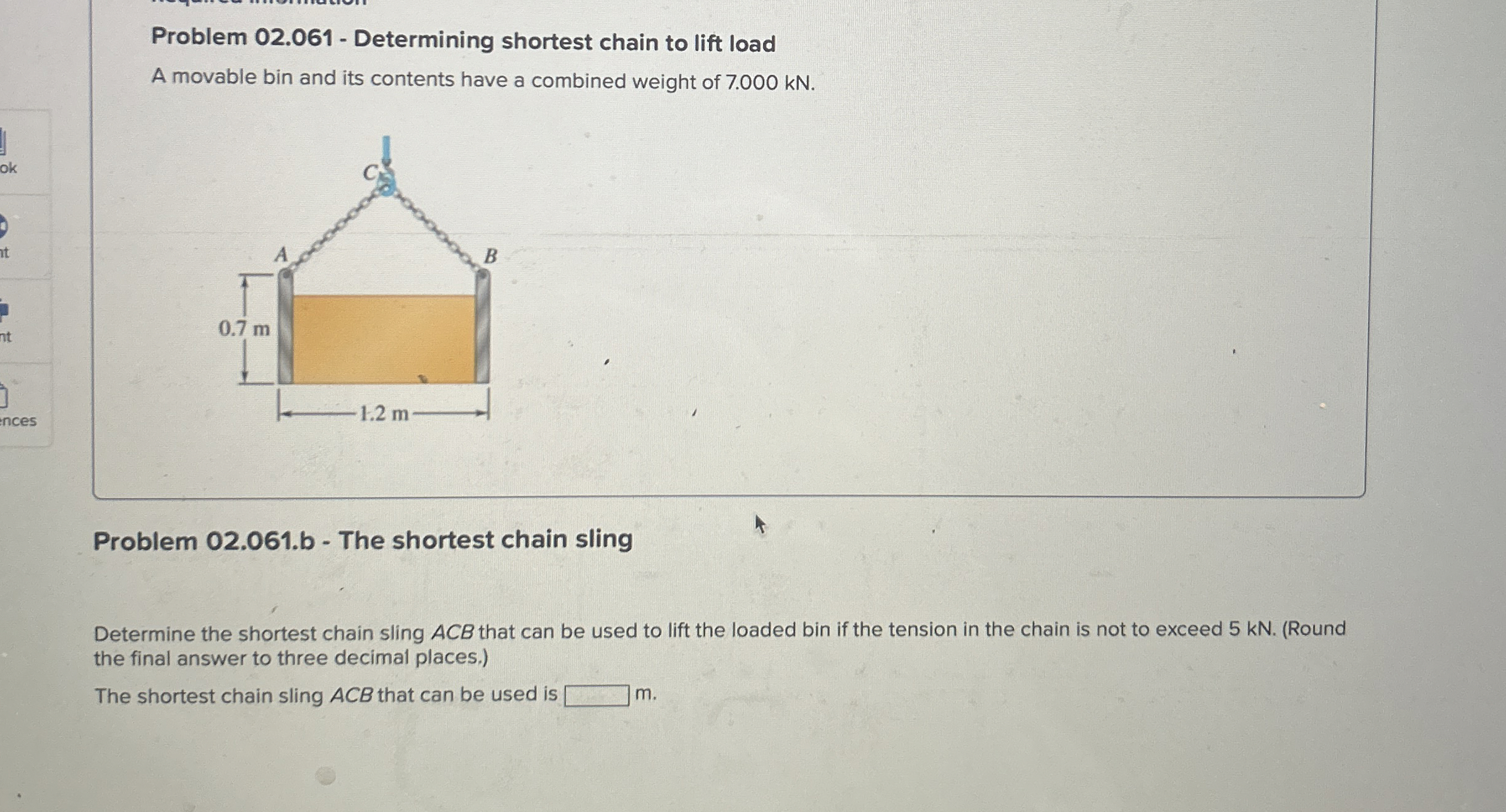 Problem 0 2 . 0 6 1 - Determining shortest chain