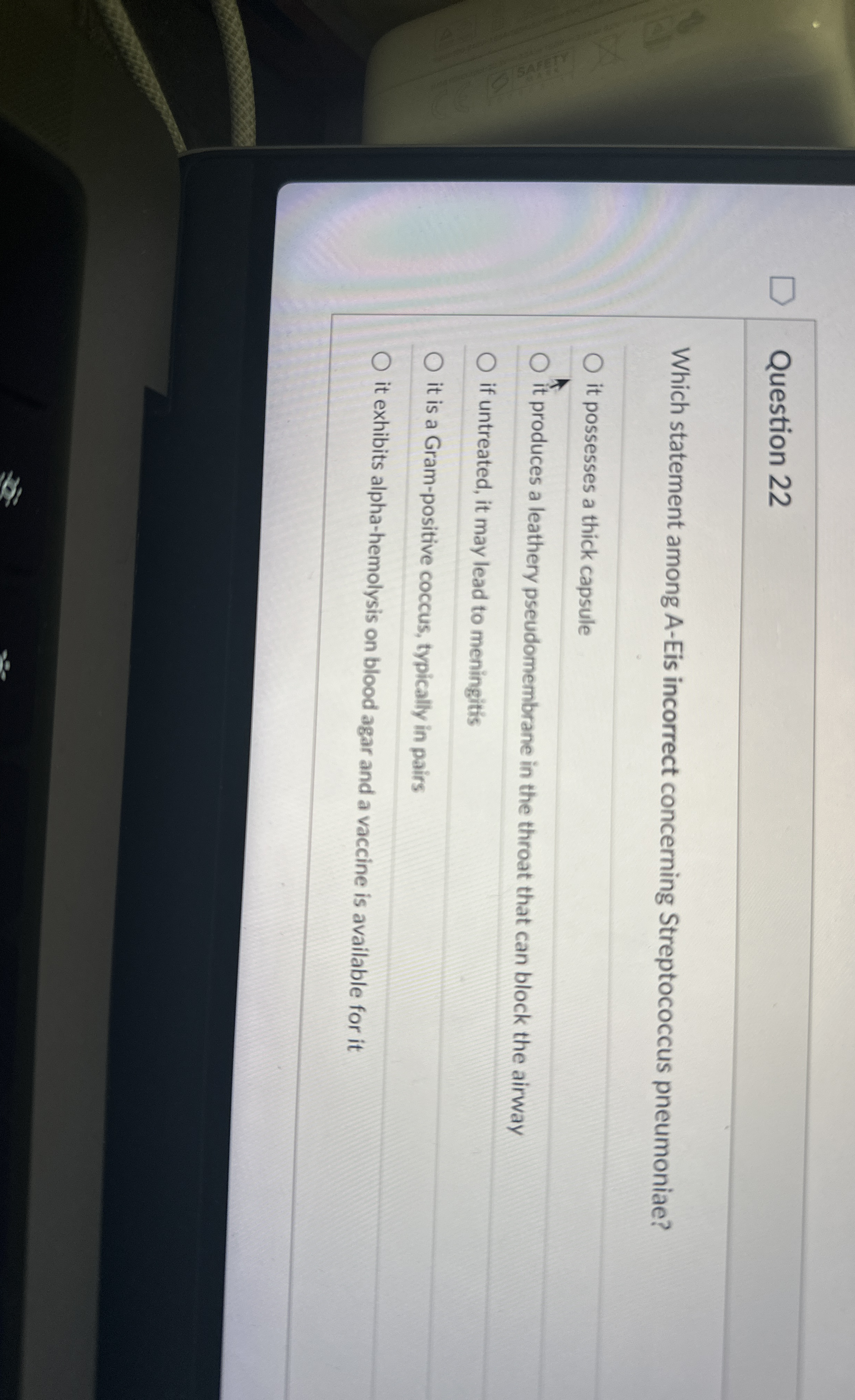 Question 2 2 Which statement among A - Eis
