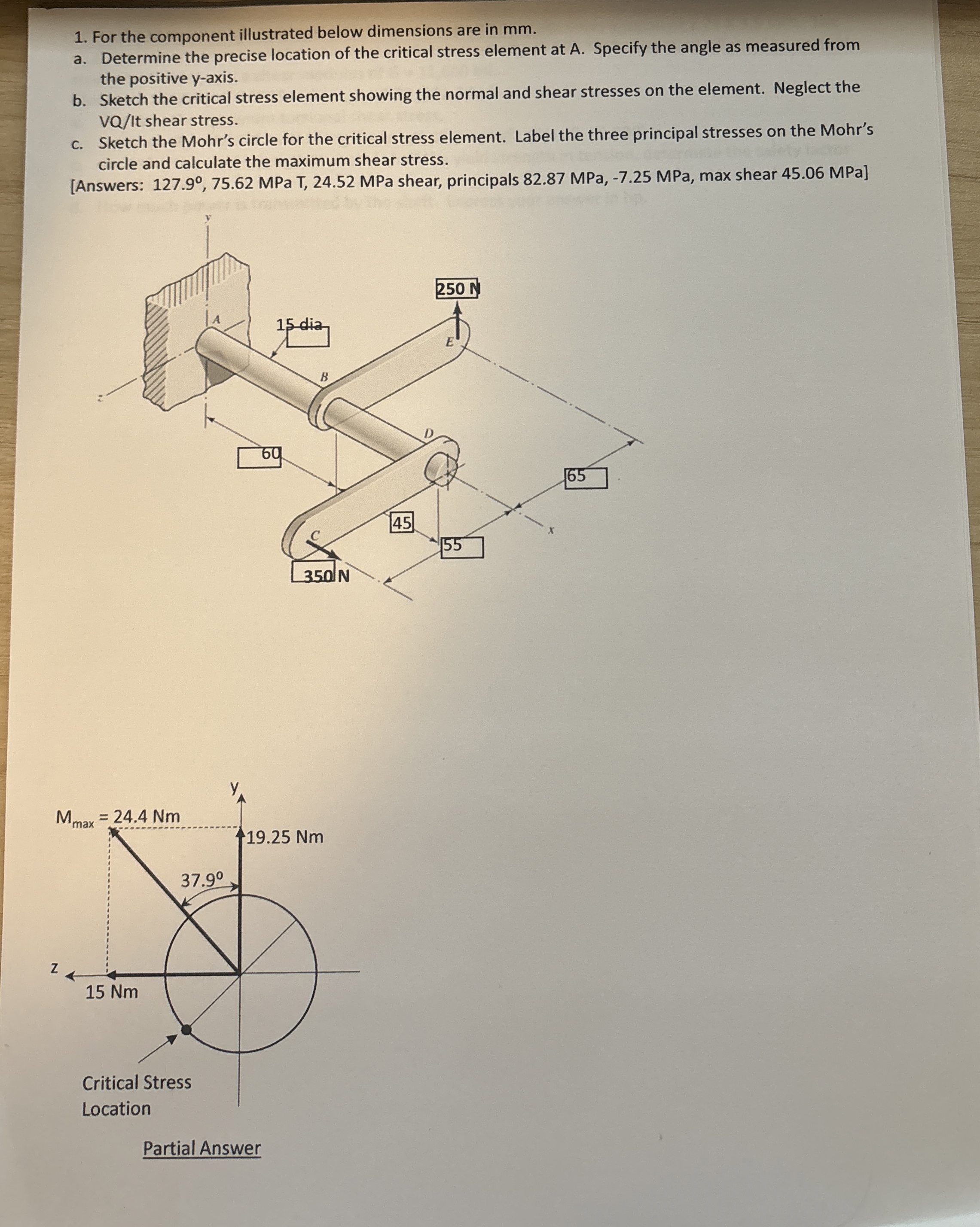 For the component illustrated below dimensions