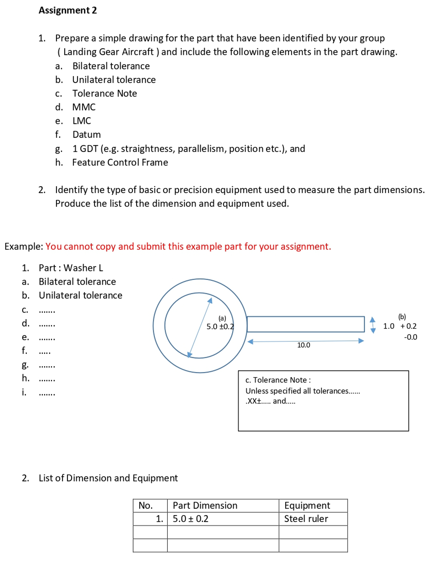 Assignment 2 Prepare a simple drawing for the