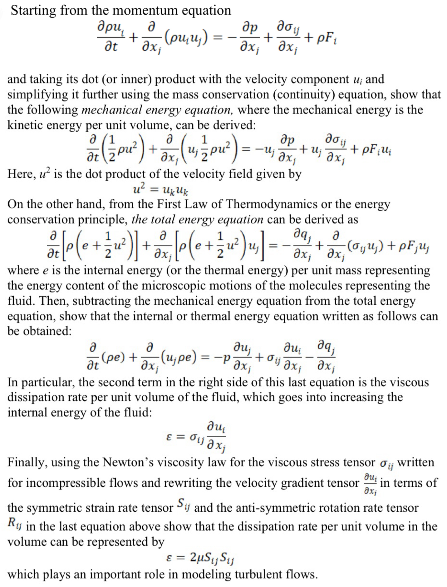Starting from the momentum equation d e l u i d e