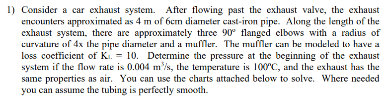 1 ) Consider a car exhaust system. After flowing