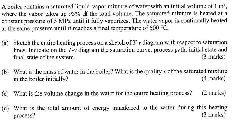 A boiler contains a saturated liquid - vapor