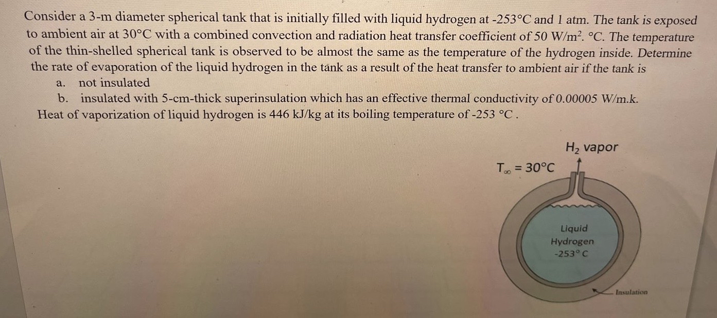 Consider a 3 - m diameter spherical tank that is