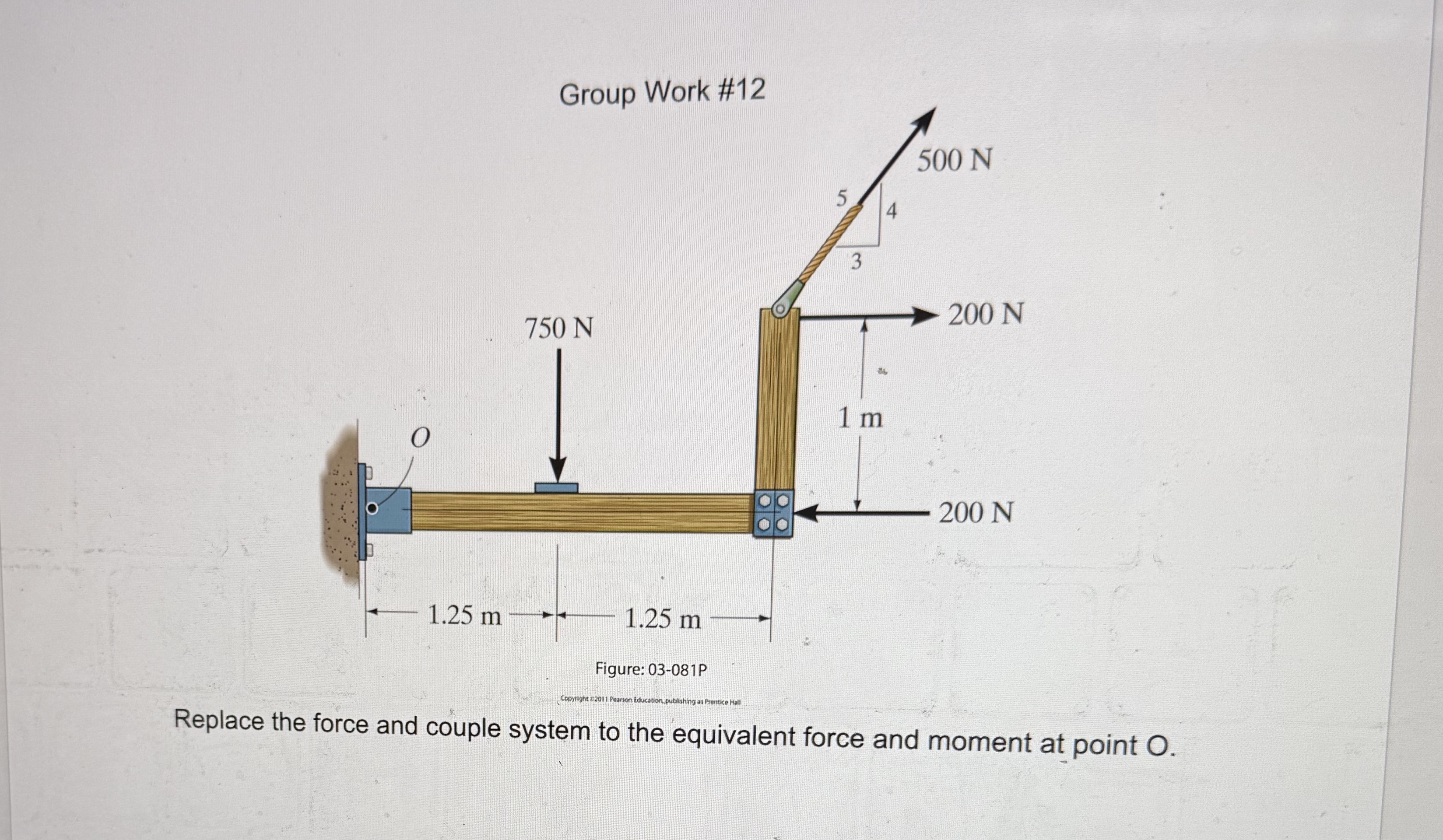 Group Work # 1 2 5 0 0 N Replace the force and