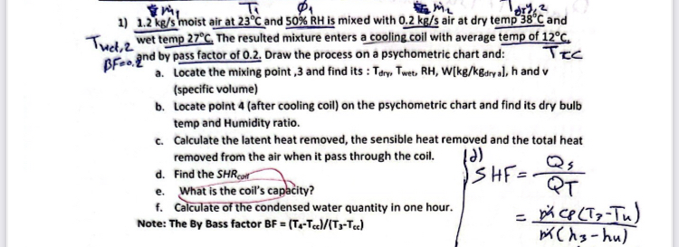 1 . 2 k g s moist air at 2 3 C and 5 0 % R H is