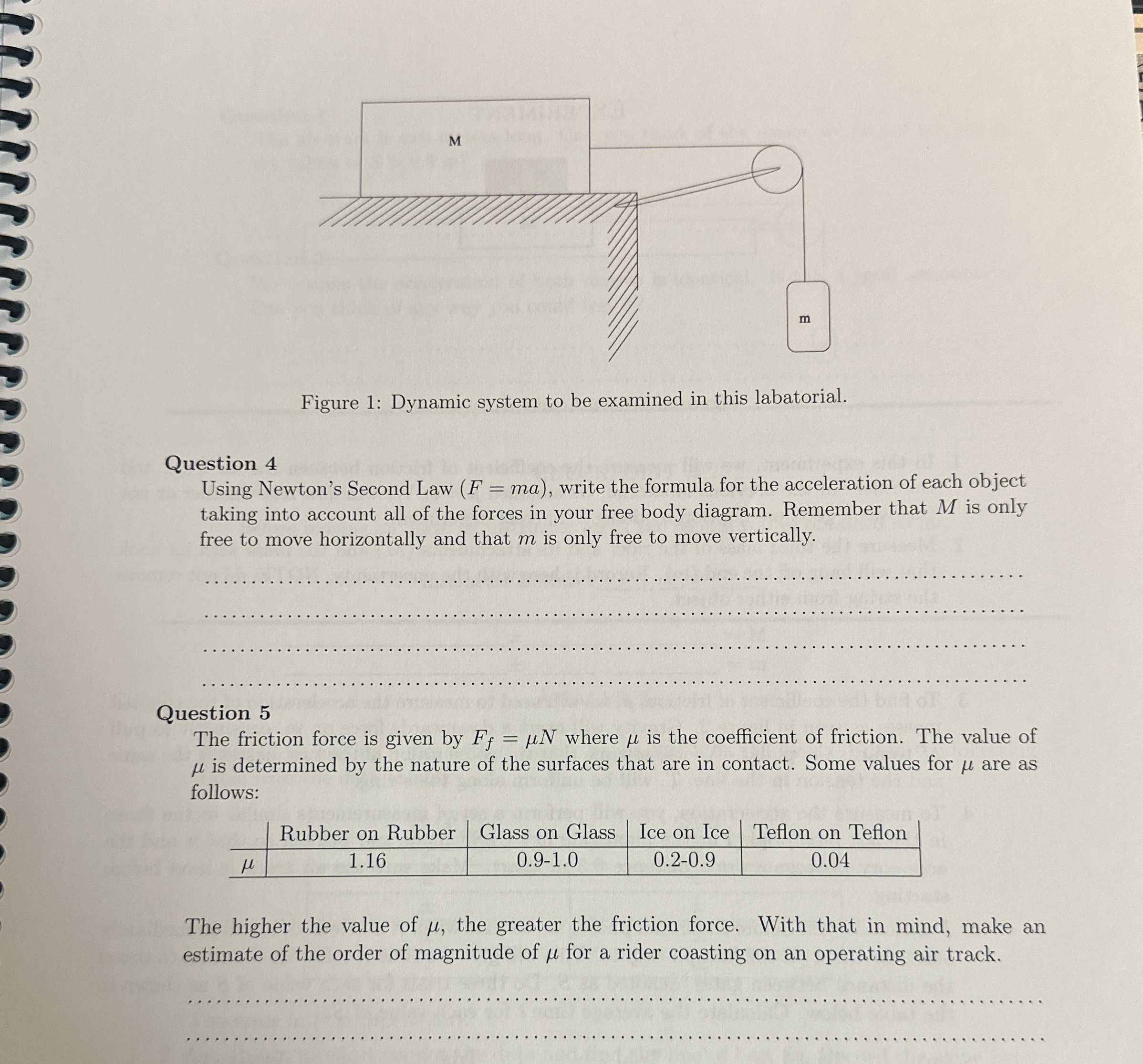 Figure 1 : Dynamic system to be examined in this