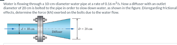 Water is flowing through a 1 0 - c m - diameter