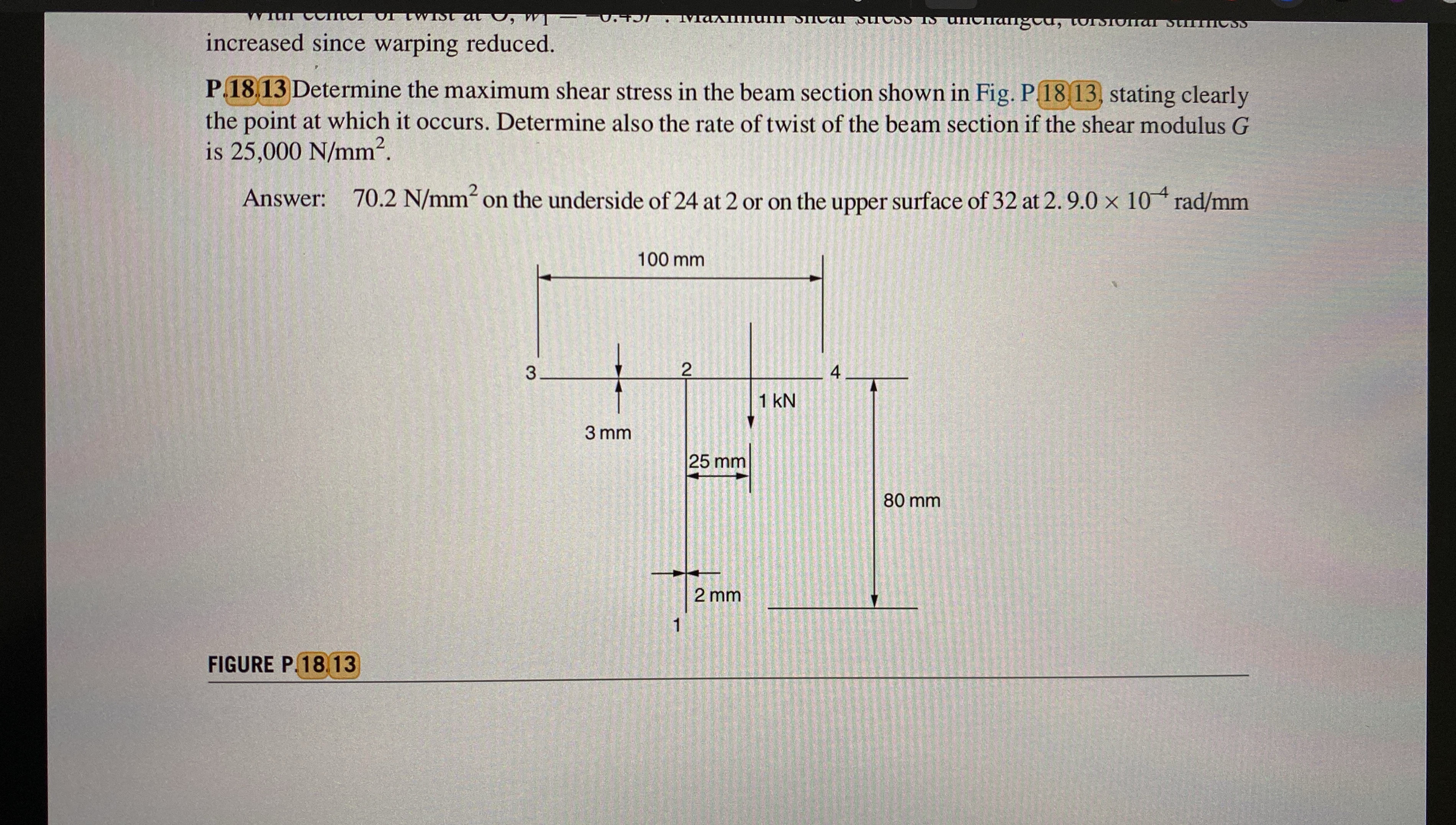 P . 1 8 . 1 3 Determine the maximum shear stress
