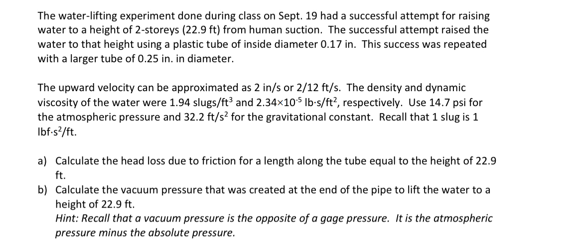 The water - lifting experiment done during class