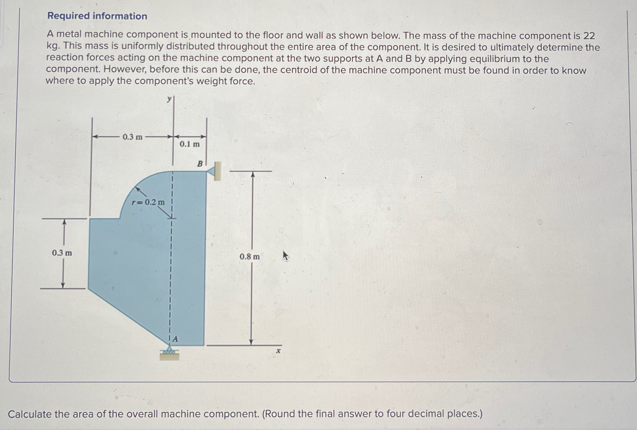 Required information A metal machine component is