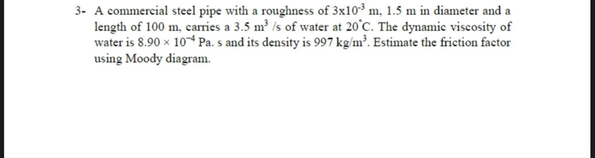 3 - A commercial steel pipe with a roughness of 3