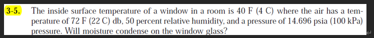 3 - 5 . The inside surface temperature of a
