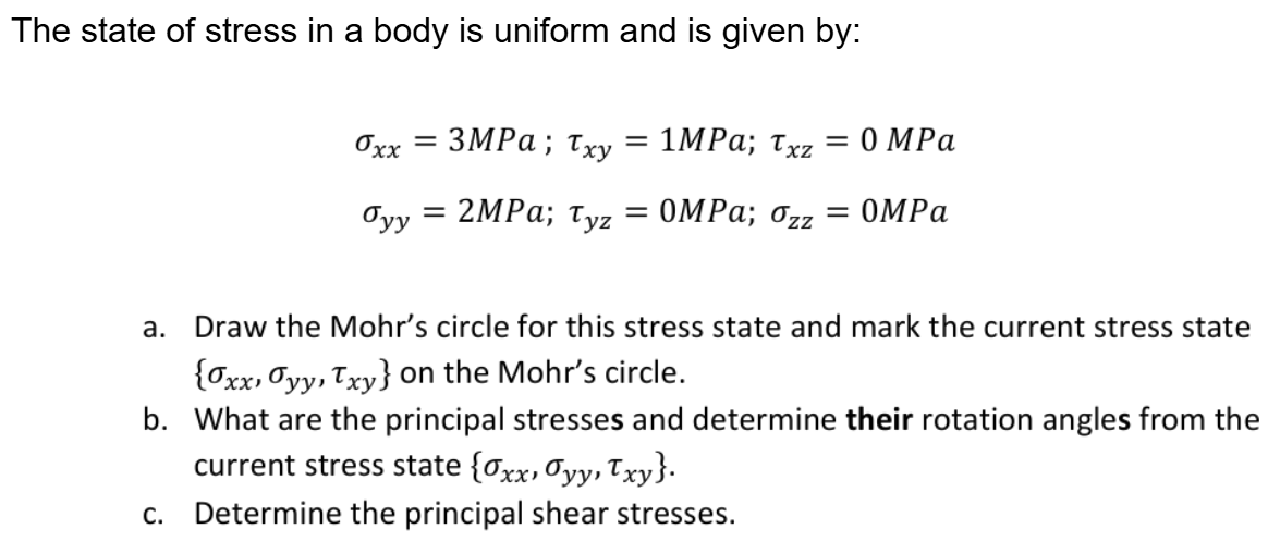 The state of stress in a body is uniform and is