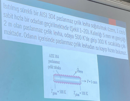 2 m olan paslanmaz celik levha, odaya 5 0 0 K '