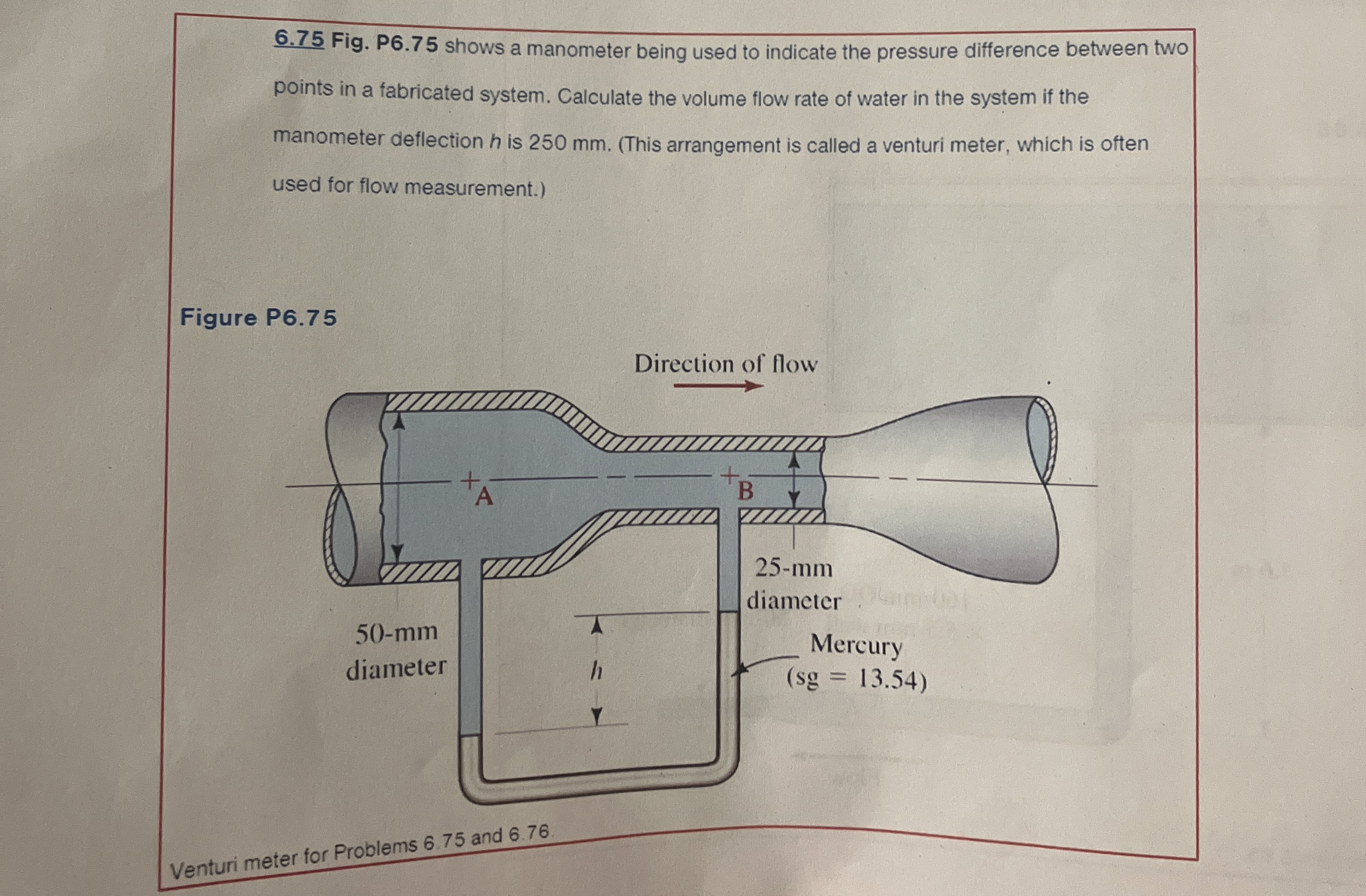 6 . 7 5 Fig. P 6 . 7 5 shows a manometer being