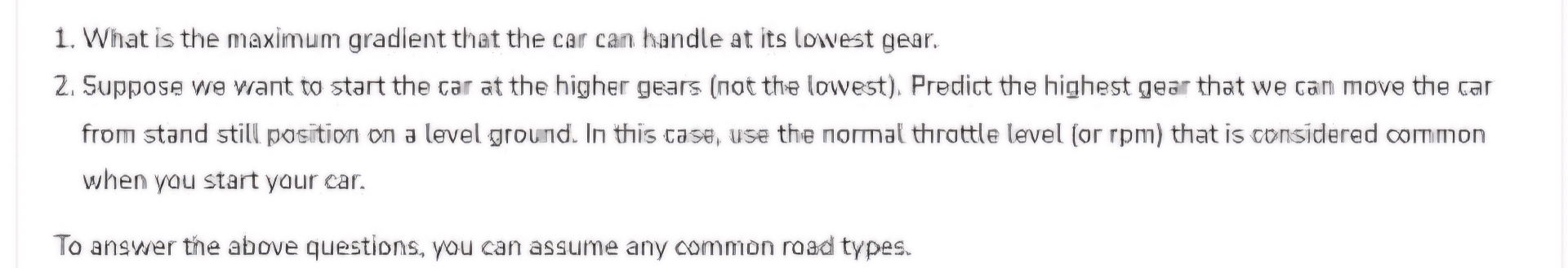 What is the maximum gradient that the car can