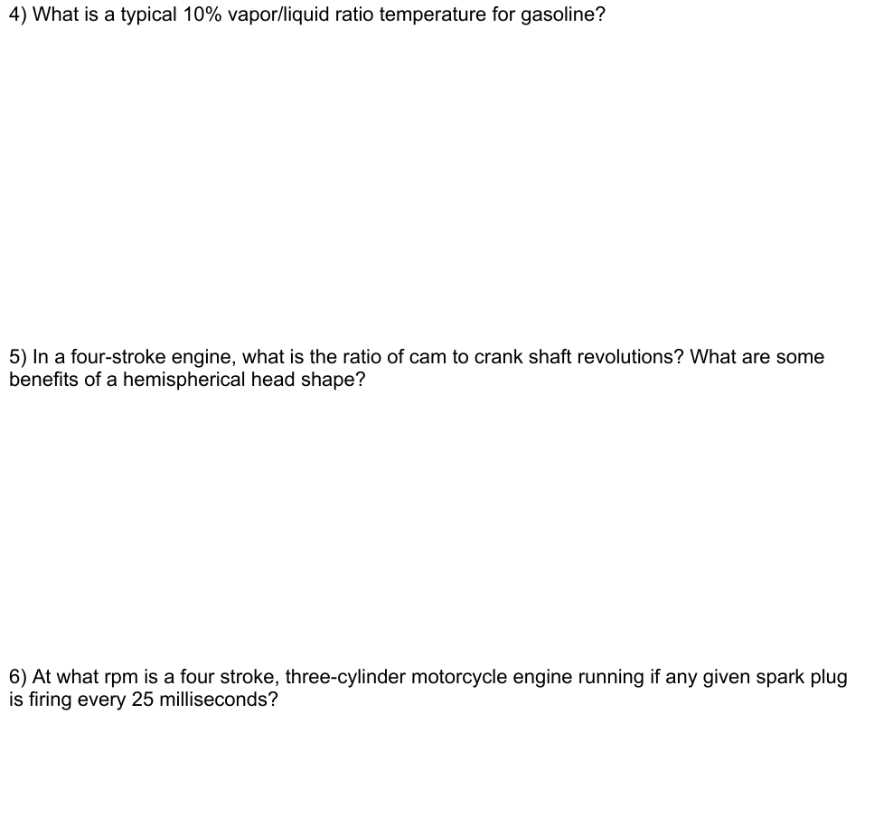 What is a typical 1 0 % vapor / liquid ratio