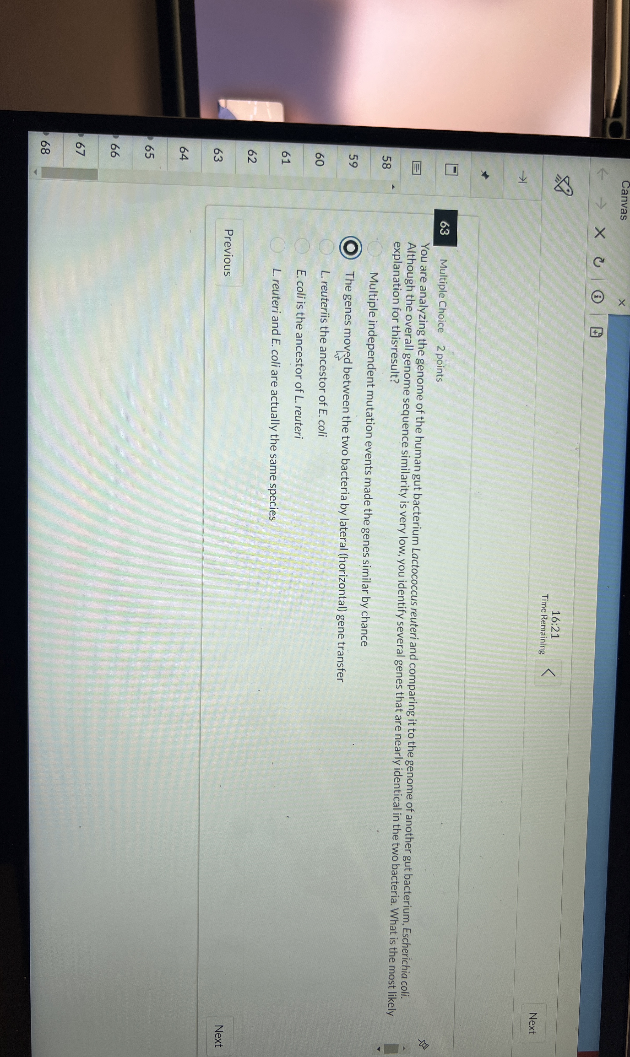 Canvas 1 6 : 2 1 Time Remaining Next 6 3 Multiple