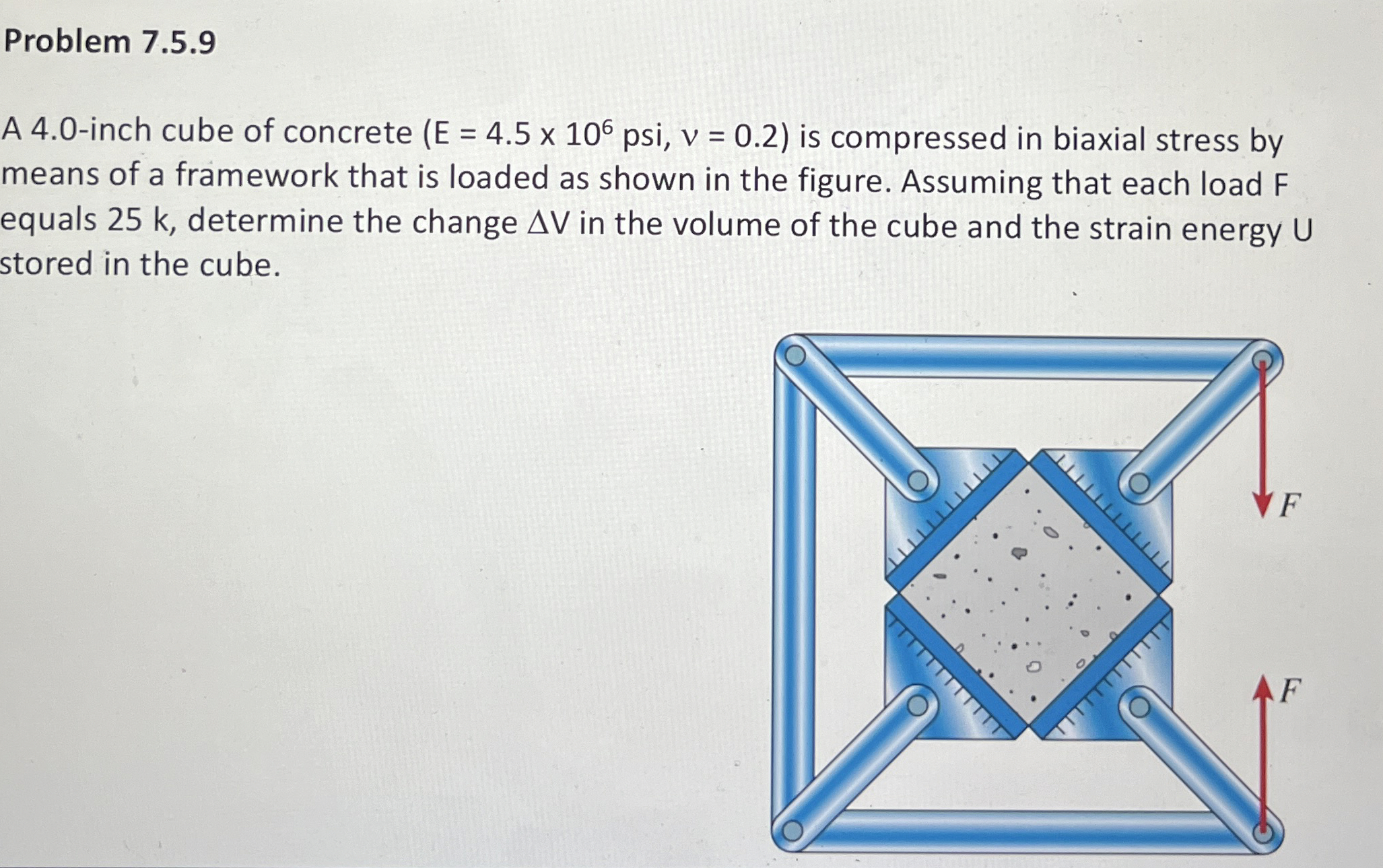 Problem 7 . 5 . 9 A 4 . 0 - inch cube of concrete