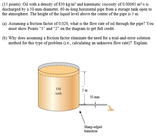 ( 1 5 points ) Oil with a density of \ ( 8 3 0 \