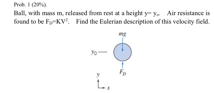 Prob. 1 ( 2 0 % ) . Ball, with mass m , released