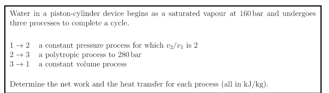 Water in a piston - cylinder device begins as a