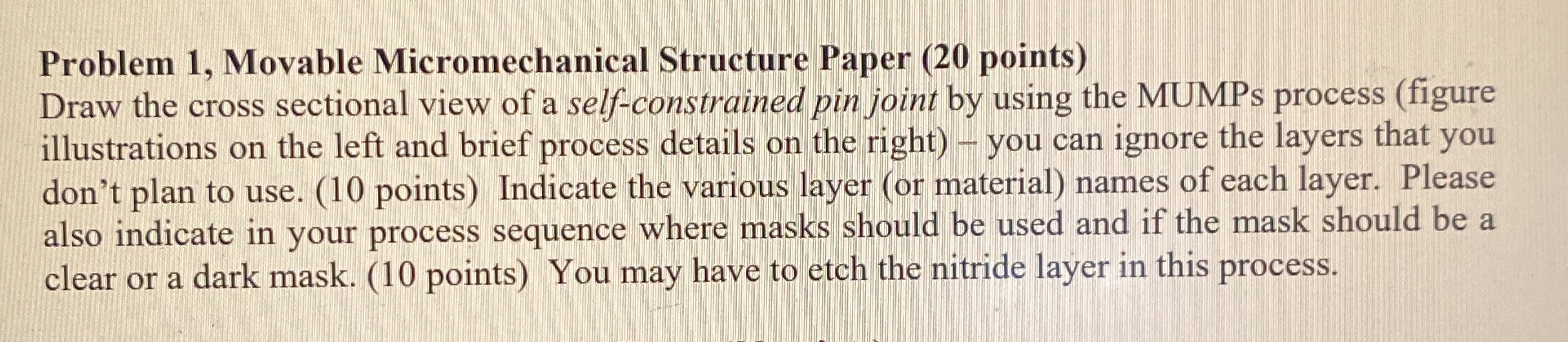 Problem 1 , Movable Micromechanical Structure