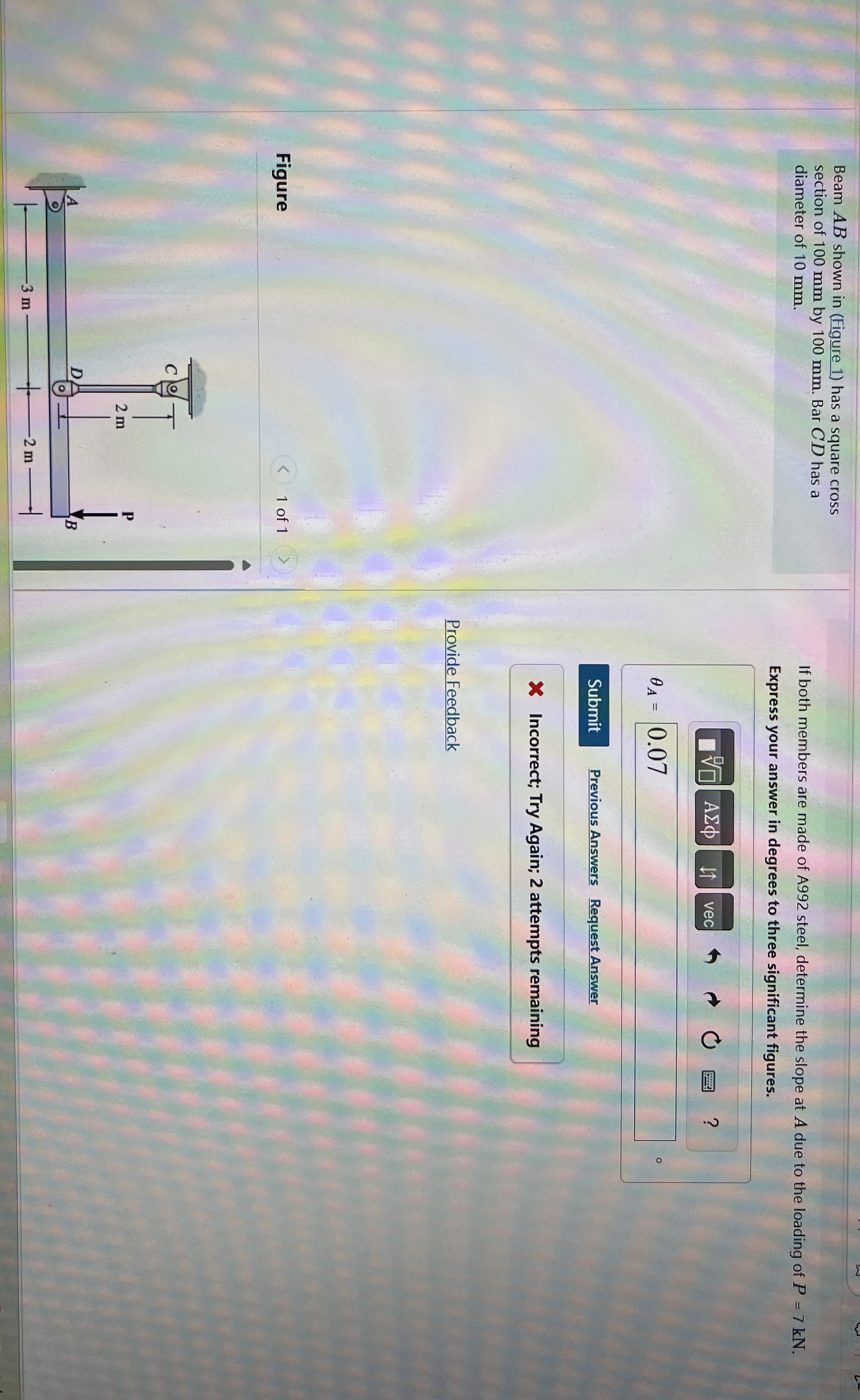 Beam A B shown in ( Figure 1 ) has a square cross