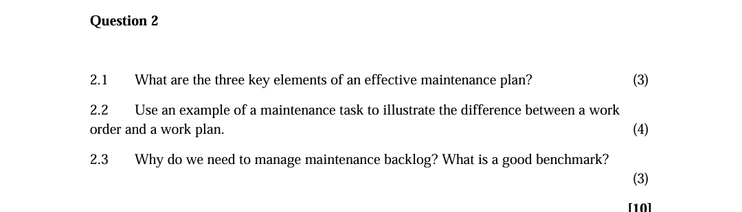 Question 2 2 . 1 What are the three key elements