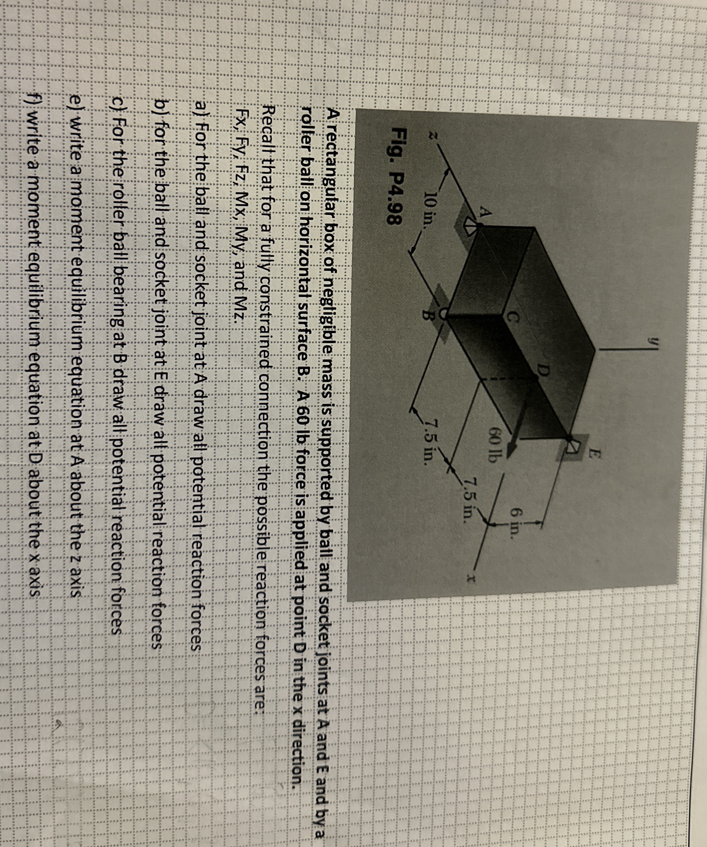 A rectangular box of negligible mass is supported