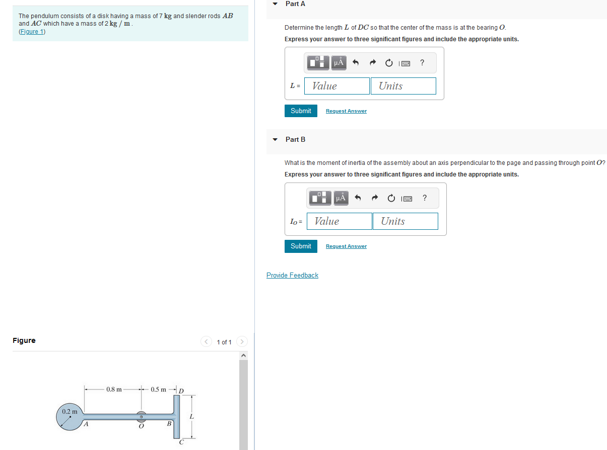 The pendulum consists of a disk having a mass of
