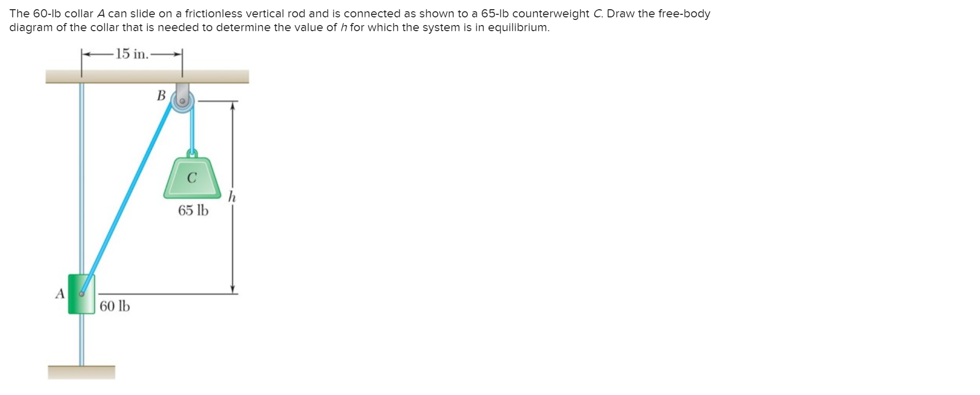 The 6 0 - lb collar A can slide on a frictionless