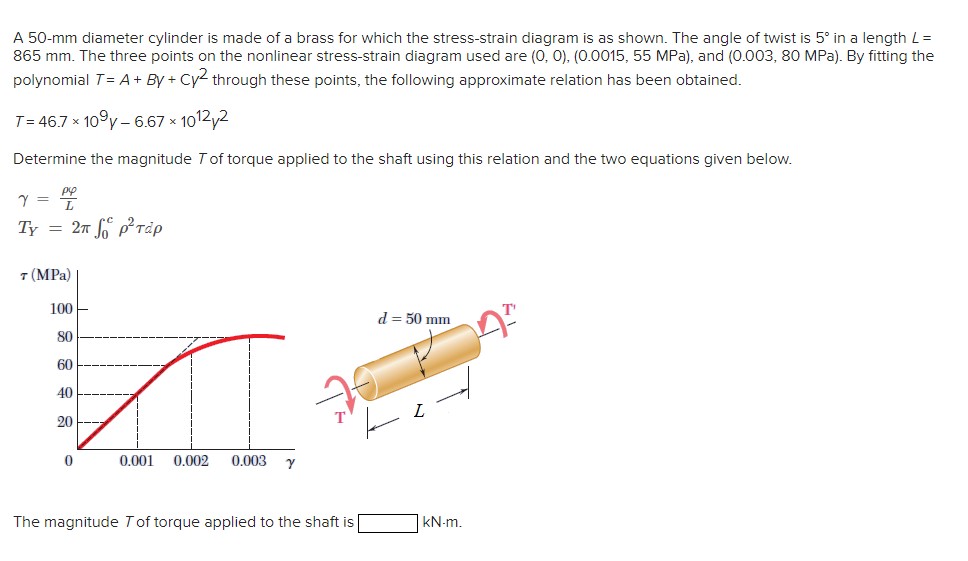 A 5 0 - mm diameter cylinder is made of a brass