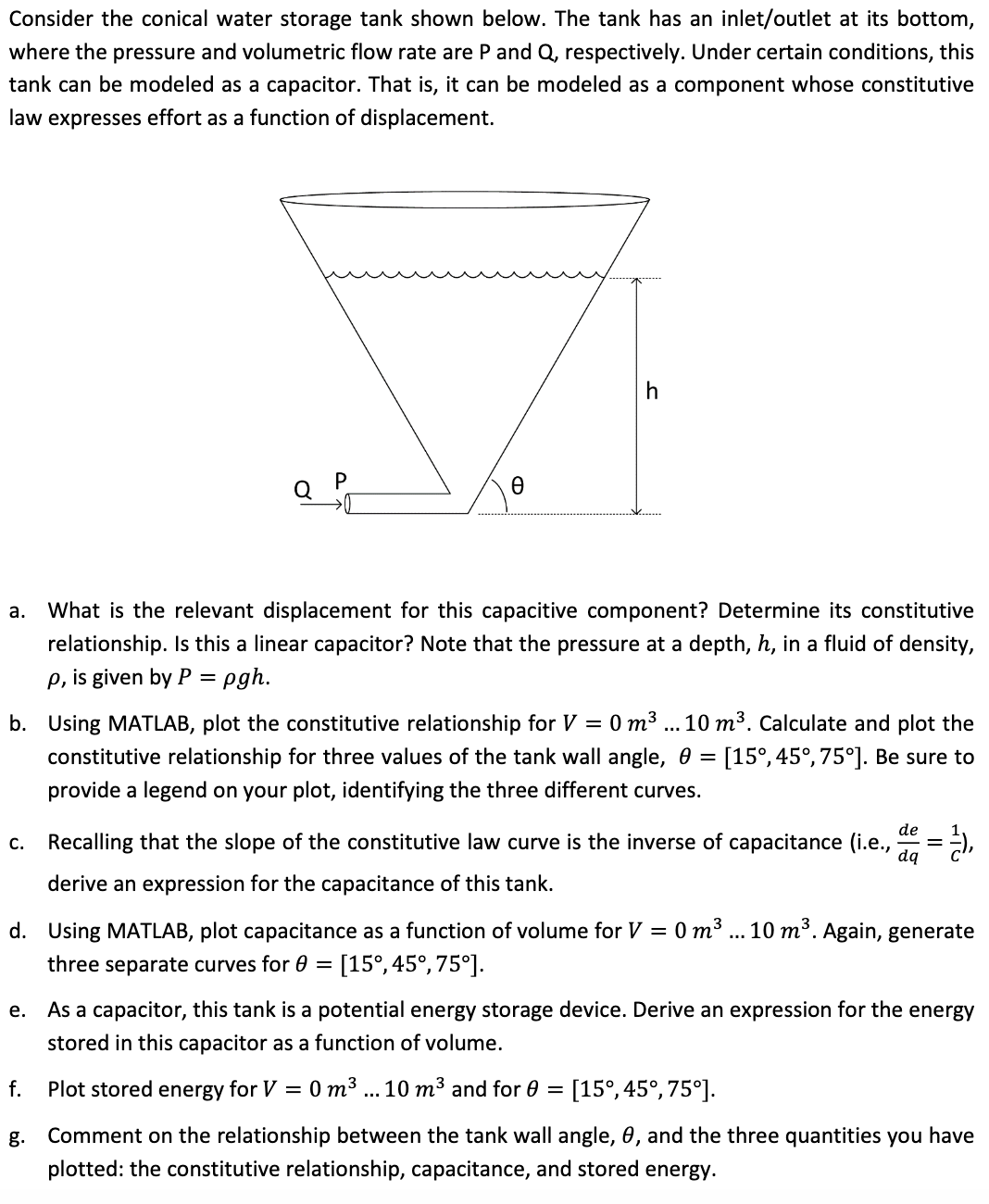 Consider the conical water storage tank shown