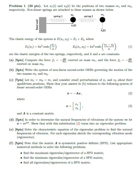 Problem 1 ( 3 0 p t s ) . Let x 1 ( t ) and x 2 (