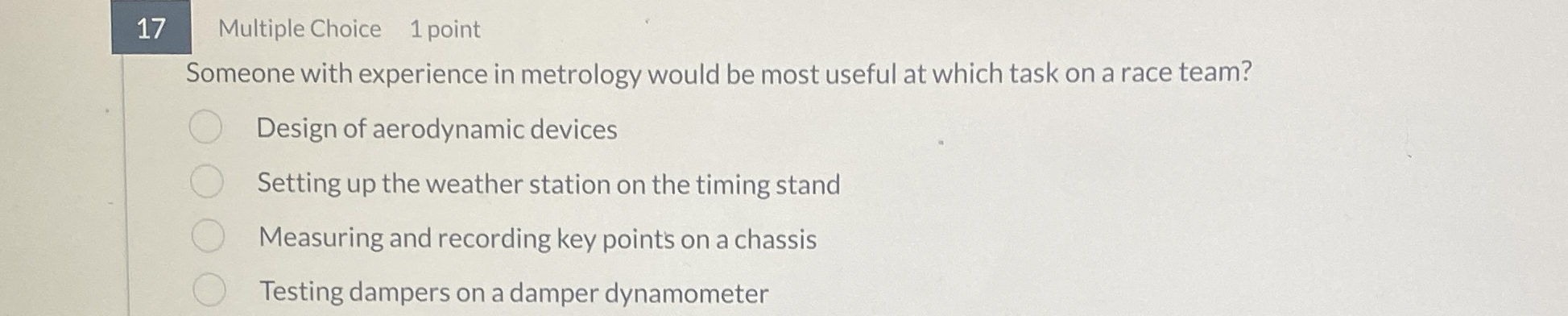 1 7 Multiple Choice 1 point Someone with